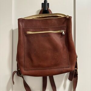 Portland Leather Nutmeg Brown Leather Backpack with Gold Zippers